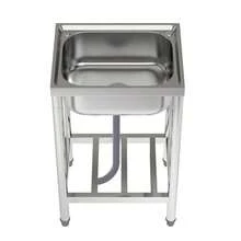 Kitchen Sinks Commercial Catering Stainless Steel Sink Single Bowl Drainer Unit - Silver - View 8