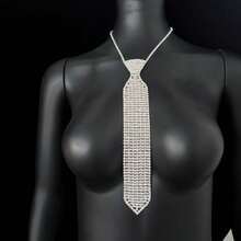 1 件时尚优雅水晶领结项链，新娘婚礼珠宝配饰