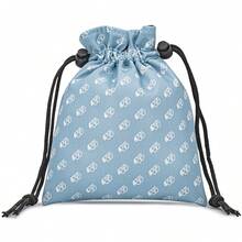 GG Style Light Blue Golf Bag With Drawstring Zipper, Portable And Durable PU Golf Ball And Ball Marker Bag With Drawstring - High-End Accessories For Men Golf - Perfect Gift For Father, Boyfriend, Husband Birthday, Retirement, Father's Day - Blue - View 1