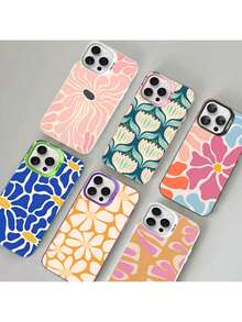 Étui de téléphone avec motif floral abstrait compatible avec les modèles 16, 15, 14, 13, 12, 11 Pro Max, X, XR, XS Max, 8, 7 Plus. Coque arrière mate et antichoc. Étui compatible avec les modèles 17 Pro, 17 Pro Max, 17. - z9 - Voir 7