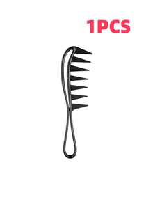 1 pièce Grand peigne texturé, peigne à dents larges pour boucler, outil de coiffure en forme de dent de requin, convient pour les cheveux bouclés, mouillés, ondulés, épais, perruques. Essentiel pour les salons. Brosse/peigne à cheveux unisexe, accessoires et produits de soins capillaires essentiels pour le salon et les voyages - Multicolore - Voir 10