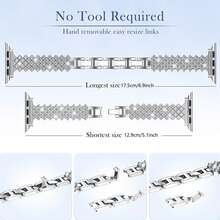 Bracelet de montre scintillant + Boîtier de protection double rangée de diamants creux compatible avec Apple Watch 38/40/41/42/44/45/49 mm compatible avec Apple Watch Series Ultra 10/9/SE/8/7/6/5/4/3. Bracelet de montre brillant à la mode pour femmes - Argent - Voir 2