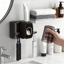 Combined Toothbrush Cup Holder - Wall Mount Organizer With Drainage, Hygienic Drying Function, Space Efficient Bathroom Essential, Easy Clean Surface, Adhesive Installation System, Complete Bathroom Organization, Water Runoff Design - Nhiều màu - Xem 5