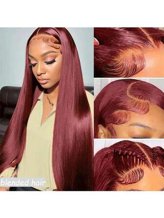 30인치 버건디 180% 밀도 13X4 HD 레이스 프런트 가발 스트레이트 레이스 프런트 가발 인모 혼합 헤어 브라질 인모 혼합 헤어 가발 내추럴 13X4 글루리스 풀 엣지 레이스 미리 뽑은 레이스 가발 베이비 헤어 여성용 귀에서 귀까지 스위스 HD 레이스 내추럴 룩킹 8-36인치