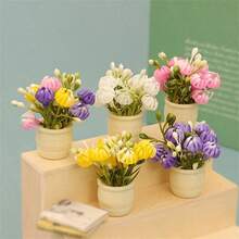 5株/3株/2株/1株迷你娃娃屋人造菊花植物，手工DIY配件，娃娃屋客厅卧室花卉装饰，微景观摄影道具 - 彩色 - 查看 1