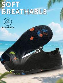 男女同款水鞋、沙滩鞋、袜式鞋、户外运动鞋、轻便冲浪鞋、游泳鞋、皮划艇鞋和潜水鞋，适合室内外穿着，舒适柔软，耐磨透气。 - 黑色 - 查看 2