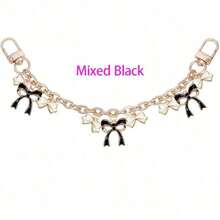 1/2Pcs Black Pink Bow Purse Chain Charm Bow Bag Charm Chain Bow Chain Strap Replacement Alloy Bag Extender Chain With Enamel Pink Bowknot Charms Handle Extender Decorative Bag Chains For Wallets Handbags - 彩色 - 查看 11