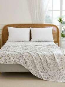 1 pieza Juego de sábana individual con estampado de mariposas multicolor en estilo floral gris, de algodón puro en estilo campestre americano, adecuado para diversos escenarios en dormitorios, producto suave y amigable con la piel preferido para regalo de vacaciones, para niños y niñas, 1 sábana