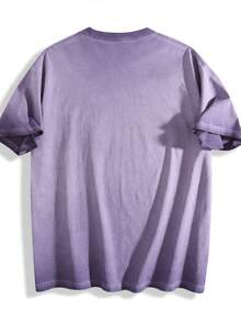 230g Thickened Gradient Lavender Washed Distressed Oversized Pure Cotton Short-Sleeve T-Shirt, Unisex Street/Hip Hop/Punk/Harajuku Style, Perfect Holiday Gift DG013 - Blåröd - Visa 2