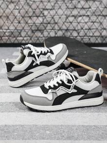 Versatile Neutral Colors, White, Gray And Black Contrast Design, Retro Casual Style, Unisex Sports Shoes, City Training Shoes Series, Suitable For Commuting, Fitness, Travel, Sneaker Style, Round Toe, Low-Top, Breathable, Multi-Function, Holiday Gift, Women Sports Shoes - White, Gray, Black - View 3