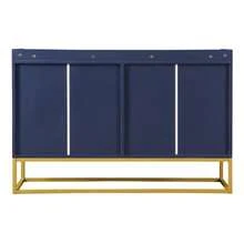 Modern Minimalist Sideboard, 4-Door Handleless Buffet For Dining Room, Living Room, Kitchen (White) - 藏蓝色 - 查看 8
