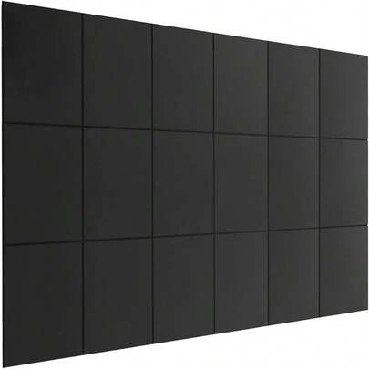 18 Pack Self-Adhesive Acoustic Panels 12"X12"X0.35" - High Density Polyester Felt Sound Proof Foam Panels For Walls - Sound Absorbing Wall Panels For Home Studio, Office & Theater Acoustic Panels Foams For Walls, Fireproof Sound Dampening Panels With Hook And Loops, Thick Noise Reduction Absorbing Mat For Home Theater Recording Room, 18 Pack, 12" X 12"