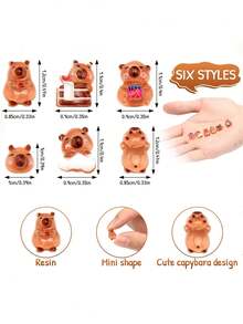 100pcs Mini Capybara Figurines, Suitable For Micro Animal Desktop Decor, Outdoor Craft Decoration, Mini Resin Narcissus Garden Landscape Decoration - Multicolor - View 2