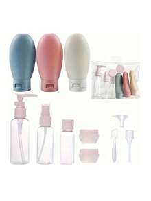 11 PCS Travel Bottles For Toiletries Plastic Travel Size Refillable Containers For Liquid Shampoo, Lotion, Cream, Dispenser Accessories Kit Leak Proof - Multicolor - View 3