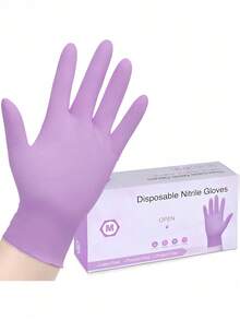 100/40/20/4pcs Disposable Nitrile Gloves, Plum Purple, Durable Household Cleaning Gloves, Waterproof Gloves, Suitable For Kitchen Cleaning, Tattooing, Hair Dyeing, Pet Care, Salons, Cleaning Supplies, Household Tools - S/M/L/XL (Bagged) - Plum Purple - View 2
