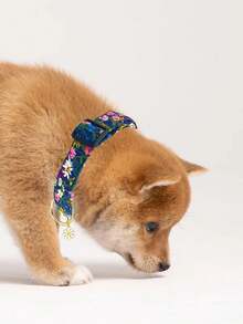 Cute Floral Dog Collars With A Little Flower Charm For Female Male Cats Puppies Small Medium Large Dogs - Navy Blue - View 7
