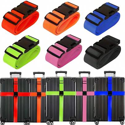 6pcs Adjustable Luggage Straps, Multi-Color, Reinforced Luggage Belts For Travel, Business Trip, Anti-Theft, Suitable For Luggage, Backpacks, Wear-Resistant