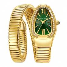 Nuevo reloj de cuarzo de moda casual con forma de serpiente y diamantes para damas, reloj de uso diario y regalo, reloj de serpiente - Multicolor - Ver 14