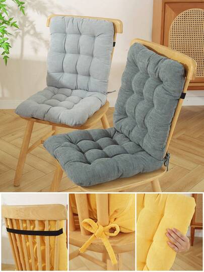 1pc Thickened Chenille Chair Cushion, Thick Support Seat And Backrest Pad, Comfortable & Soft, Suitable For All Seasons - Solid Color Chair Pad, For Office And Home Use Seat Cushion Office Supplies Chair Pillow Gaming Chair Office Chair Desk Accessories Car Seat Cushion