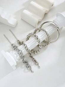 Bộ 5 vòng tay dây xích và hạt cườm kiểu cổ điển tối giản, thiết kế hình đồng xu cũ, phụ kiện dành cho nữ, thích hợp cho hẹn hò, kỳ nghỉ, trang phục hàng ngày, tiệc tùng, quà tặng lễ hội. - Bạc - Xem 6