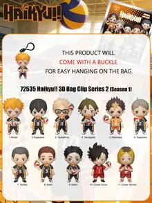 Crunchyroll 1 st Haikyuu!! Officiell 3D-animekaraktärsserie - 1 slumpmässig nyckelring i blindlåda, med karaktärer som Hinata Shoyo, Kageyama Tobio eller andra, lämplig som årsdags- eller alla hjärtans dag-present till mamma, vänner - Multifärgad - Visa 3