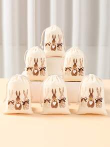 6 Pezzi Sacchetti Portaregali con Cordoncino a Tema Coniglietto di Pasqua, Sacchetti Regalo con Disegno di Coniglio, Sacchetti Festa Caccia alle Uova di Pasqua, Decorazioni Giorno di Pasqua Felice, Decorazioni Coniglietto di Pasqua, Regalo di Pasqua, Perfetto per Caramelle e Premi Caccia alle Uova, Decorazioni Primaverili, Organizzazione e Conservazione - Multicolore - Visualizzare 4