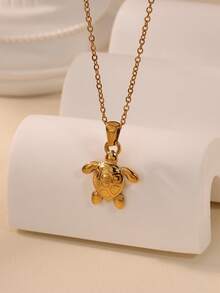 金色不锈钢海龟吊坠项链，海洋生物项链，适合婚礼、海滩度假，也可作为送给女朋友/闺蜜的礼物。 - 彩色 - 查看 7