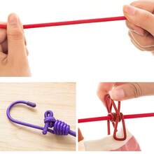12pcs Clothespins With Elastic Retractable Rope, Suitable For Indoor/Outdoor Drying Of Socks, Underwear, Small Clothes, Windproof Drying, Portable For Camping - Multicolor - View 7