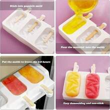 Popsicle Silicone Molds, 4 Cavities Homemade Molds With Wooden Sticks, Cakesicles, Cake (Set Of 3, White) - 2 Pcs Diamond/Large - View 6