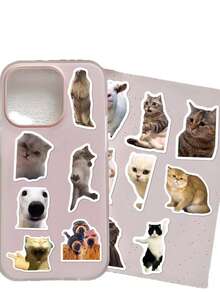 100张趣味猫咪乙烯基贴纸，创意DIY防水贴纸，适用于马克杯、冰箱、书籍、行李箱、桌子、头盔、滑板、相机、吉他、笔记本电脑等。 - TZ10096-50pc - 查看 8