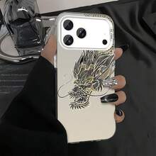 Dragon For  17 16 15 14 13 12 11 Pro Max AIR PLUS X XS mobile phone case for friends gift for family couple unisex Halloween gift Easter gift color silver mobile phone case - Dragón CYK BlackWVAW - Ver 4