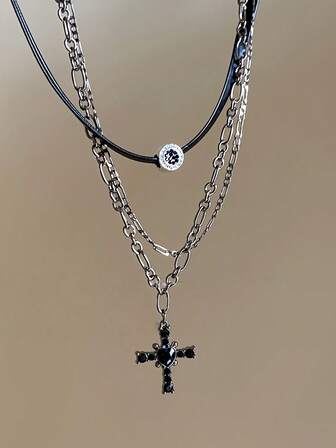 1pc Double Layer Blue Zirconia Star Necklace, Unique Design, High-Quality, Suitable For Women's Daily Wear, Summer New Arrival