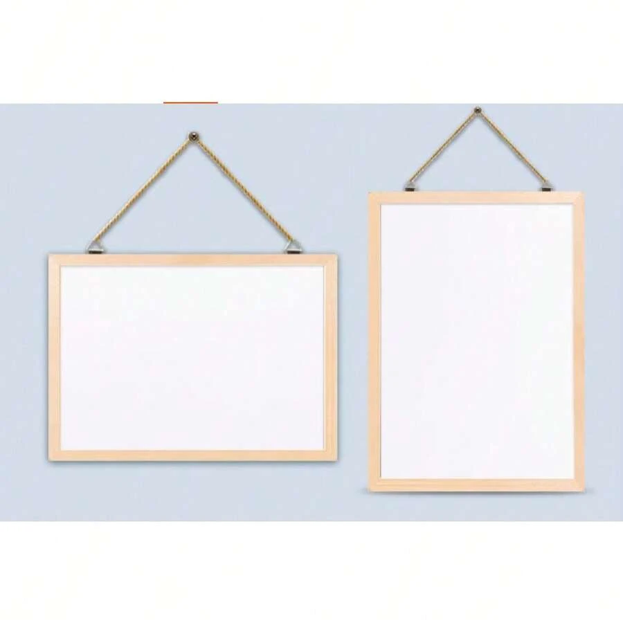 White Wooden Frame Magnetic Whiteboard, Single/Double Sided, Hanging, Office/School/Home Use, Erasable - White - View 1