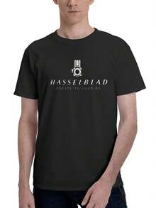 Black Photography T-Shirt With Hasselblad Camera Design. Available In Sizes S To 3XL - Black - View 6