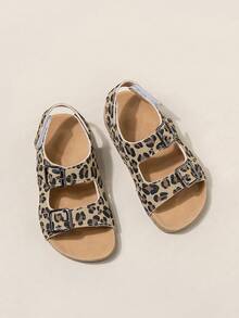 New Kids Anti-Slip Durable Soft Sole Fashionable Leopard Print Birkenstocks Style Street Beach Sandals - Khaki - View 4
