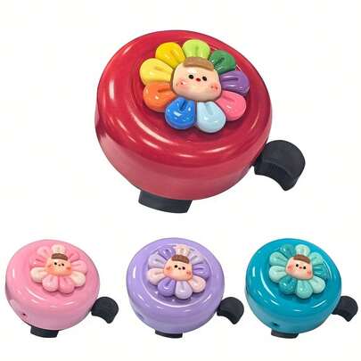 Colorful Bicycle Bell With Playful Flower & Face Design - Loud Iron Bell For Mountain Bikes, Road Bikes & Scooters, Mixed Colors Mountain Bike Accessories