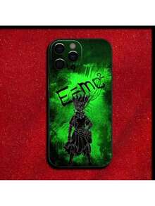 Funda de teléfono Senku Ishigami DR S-Stone compatible con 16,15,14,13,12,11,Pro,XS,Max,XR,Plus,E,Mini, cubierta negra a prueba de golpes, funda compatible con funda  17 pro max, funda  17 pro, funda  17, funda  16, funda  16 pro max, funda  15. - Z4 - Ver 9