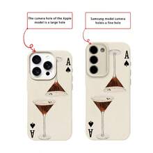 1 chiếc ốp lưng điện thoại bằng chất liệu TPU màu đen họa tiết lá bài và ly cocktail, tương thích với iPhone 17 Pro Max/17/16 Pro Max/15/13/12/11, S20 FE/A15/S24/A55, Redmi Note 11/12/13 Pro, bảo vệ điện thoại toàn diện, chống rơi vỡ, mềm mại. - trắng - Xem 7