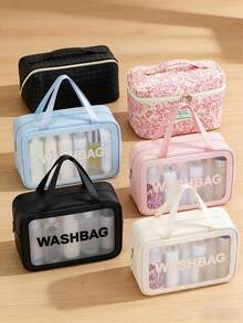 Bolsa de aseo de viaje, organizador de maquillaje con panel frontal transparente, diseño portátil de mano, adecuado para hombres y mujeres, interior espacioso, ideal para el baño, el gimnasio y los viajes de negocios - regalo de viaje perfecto, esencial para entusiastas del fitness, cierre elegante y minimalista, organizador de equipo de gimnasio, almacenamiento de baño, costuras reforzadas, cremallera de alta calidad - Multicolor - Ver 8