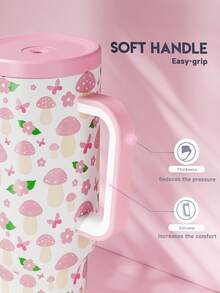 Meoky 40oz Tumbler with Handle and Straw, Insulated Cup, Vacuum Insulated Water Bottle, Tumbler with Lid and Straw, Insulated Stainless Steel Travel Mug, 100% Leak-proof, Keeps Cold for 34 Hours or Hot for 10 Hours - 粉色 - 查看 5