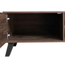 Modern TV Stand With Two Doors And Two Open Compartments, Dark Wood Grain - 160.5 X 35.5 X 45 Cm - Mocha Brown - View 2