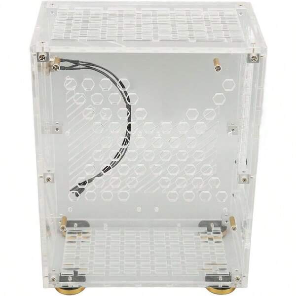 Mini ITX PC Gaming Case 360 Degree Cooling Desktop Computer Case 4.3L Capacity Slim With Clear Side Panel Cushioning Foot Pads For Mini ITX Motherboard Half Height Graphi Transparent