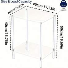1pc Acrylic Round/Square Table, Double-Layer Round Edge Desk, Lightweight And Disassemblable, Suitable For Living Room, Office Reception, Apartment, Outdoor Party