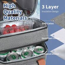 Cooler Bag, Picnic Bag, Insulated Bag, Lunch Bag For On The Go, Double-Decker Thermal Bag For Men And Women, Foldable Insulated Lunch Bag, Portable Lunch Box, Reusable Lunch Box For Men And Women With Shoulder Strap, Lunch Bag With Powerful Cooling Performance. Waterproof, Foldable Cooler Bag For School/Work/Outdoors - 灰色 - 查看 4