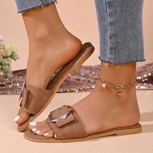 1双优雅朋克风人造革套脚凉鞋 - 棕色 - 查看 3