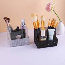Organizador de brochas de maquillaje con strass brillantes, soporte de 3 ranuras para almacenamiento de brochas de maquillaje con cristales de strass brillantes, soporte para bolígrafos y lápices con brillo para escritorio, estuche para exhibición de delineadores para tocador, organizador de escritorio con brillo para mujeres, soporte para brochas de maquillaje y bolígrafos con strass, accesorios de escritorio con estilo para oficina, aula, vuelta al cole, eleva tu espacio de trabajo con serenidad - Multicolor - Ver 6