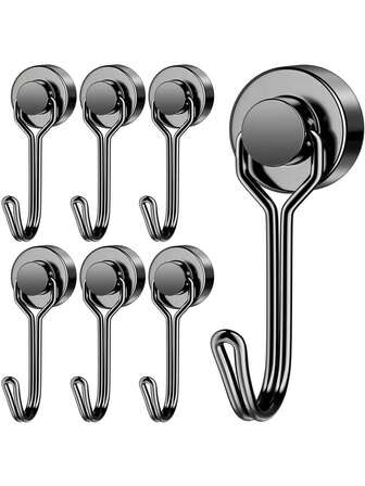 4/7/10 piezas Ganchos magnéticos súper resistentes giratorios para colgar, adecuados para refrigerador, cocina, garaje, camping, exteriores y otras superficies de hierro