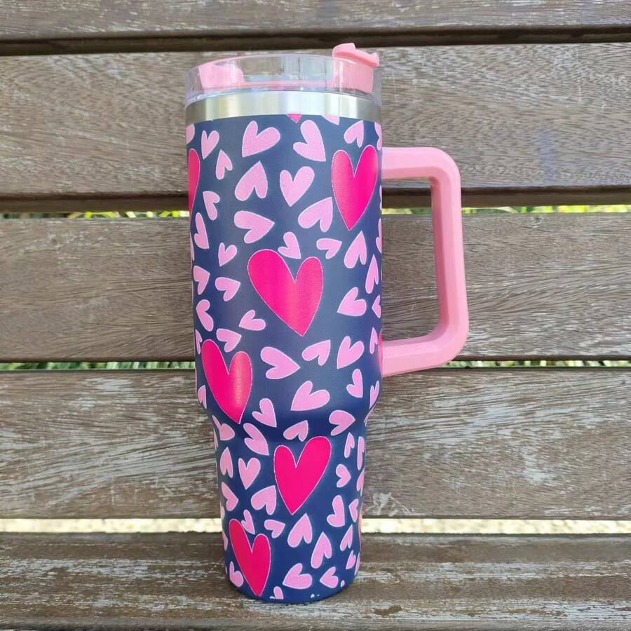 40盎司不锈钢保温杯，Nonpareil真空隔热旅行杯，带盖、吸管和手柄，大容量，适合户外、露营、车载使用 - 情人节送给女朋友的礼物 - 紫色 - 查看 1