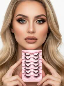 7 Pairs Natural Criss-Cross Minimalist Transparent False Eyelashes, Suitable For Parties And Holidays - Black - View 2