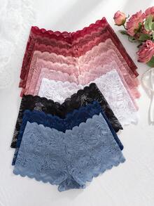 10pcs/Pack Women's Multicolor Sexy Embroidered Lace Sheer Breathable Panties - Multicolor - View 2